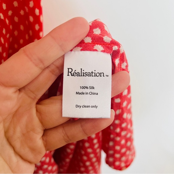 Realisation Par Stephanie Paradiso Dress Red Polka Dot Bias Cut Midi Size M - Picture 6 of 7